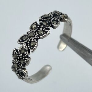 925 Sterling Silver Ring Marcasite Stone Butterfly Dainty Sz 5 Adjustable Cute